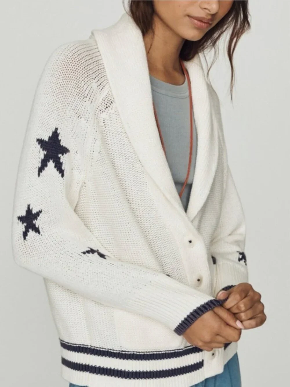 Anthropologie American Flag Cardigan Women’s Cotton Oversized Patriotic Knit
